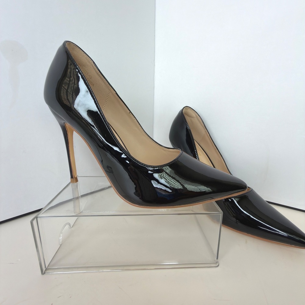 Elisabet Tang Womens Black Patent Pointed Toe Stiletto Pumps Size 6 High Heels